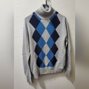 Men's Gray and Blue Argyle Sweater